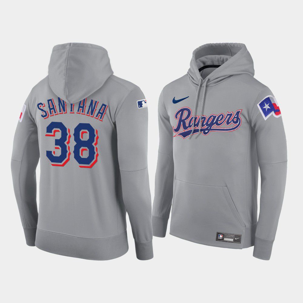 Men Texas Rangers #38 Santana gray road hoodie 2021 MLB Nike Jerseys->texas rangers->MLB Jersey